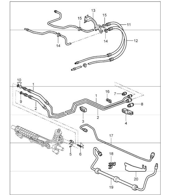 Diagram 403-01 Porsche Boxster 986/987/981 (1997-2016) Front Axle, Steering 