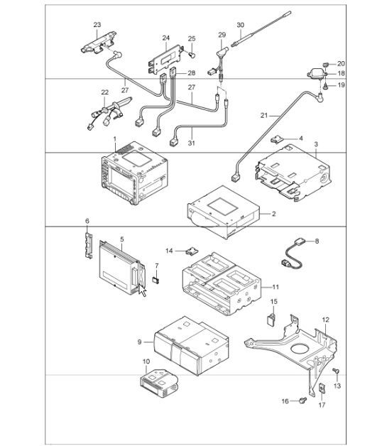 Diagram 911-00 Porsche Boxster 986/987/981 (1997-2016) Electrical equipment