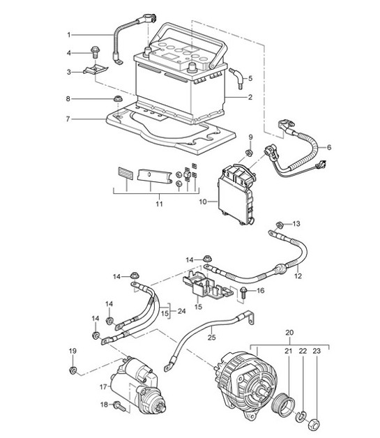 Diagram 902-005 Porsche Cayman 987C/981C (2005-2016) Electrical equipment