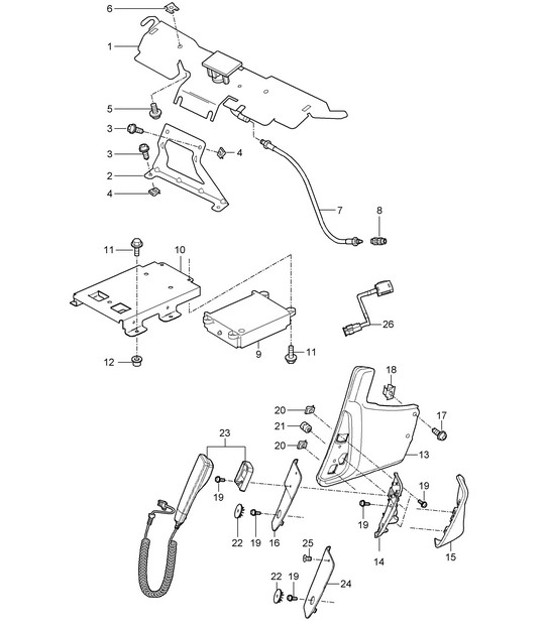 Diagram 911-010 Porsche Cayman 987C/981C (2005-2016) Electrical equipment