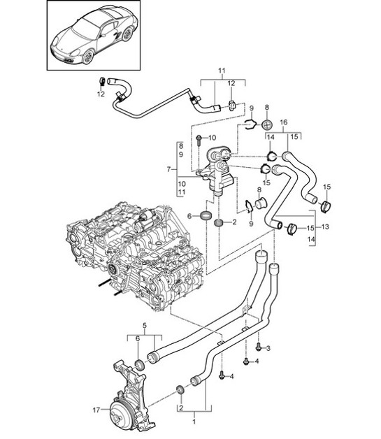 Diagram 105-005 Porsche Cayman 987C/981C (2005-2016) Engine