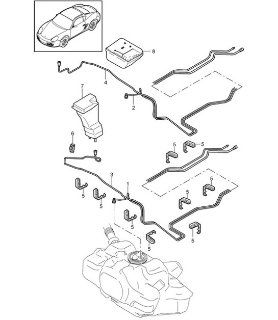 Diagram 201-005 Porsche Cayman 987C/981C (2005-2016) Fuel System, Exhaust System