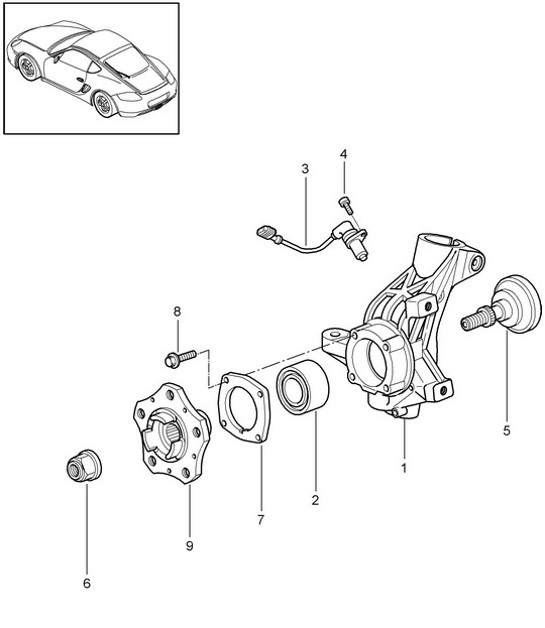 Diagram 401-005 Porsche 991 Carrera C2S 3.8L (400Bhp) Assale anteriore, sterzo 