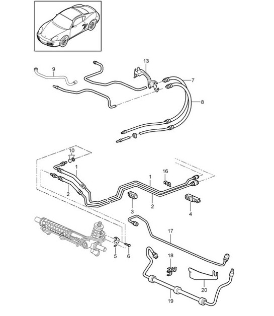 Diagram 403-001 Porsche Cayman 987C/981C (2005-2016) Front Axle, Steering 