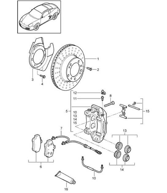 Diagram 602-000 Porsche Cayman 987C/981C (2005-2016) Räder, Bremsen