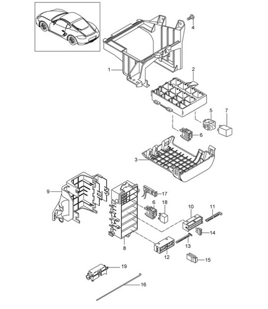 Diagram 902-000 Porsche Cayman 987C/981C (2005-2016) Electrical equipment