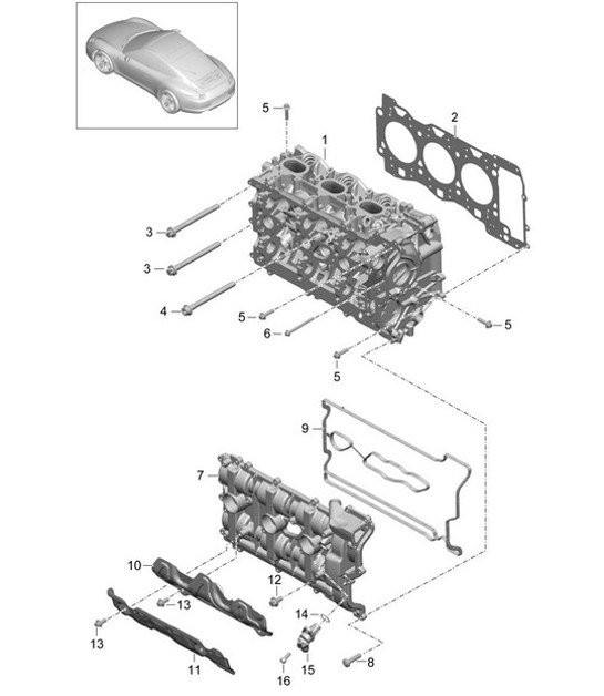 Diagram 103-000 Porsche 991 (911) MK1 2012-2016 Engine