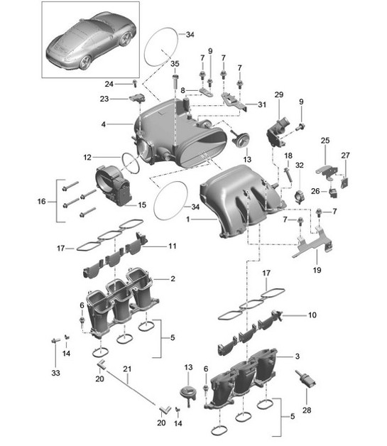 Diagram 107-012 Porsche 991 (911) MK1 2012-2016 Engine