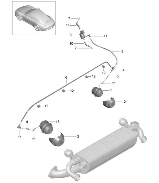 Diagram 202-010 Porsche 991 (911) MK1 2012-2016 Fuel System, Exhaust System