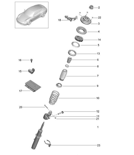 Diagram 402-000 Porsche 991 (911) MK1 2012-2016 Assale anteriore, sterzo 