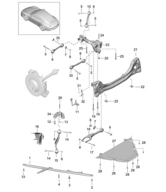 Diagram 501-001 Porsche 991 (911) MK1 2012-2016 Rear Axle