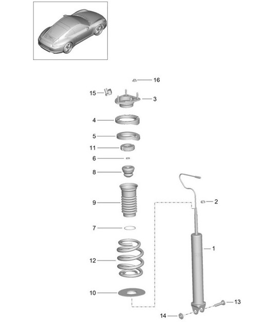 Diagram 502-000 Porsche 991 (911) MK1 2012-2016 Asse posteriore