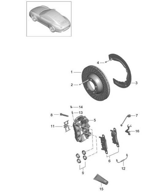 Diagram 603-000 Porsche 991 (911) MK1 2012-2016 Wheels, Brakes