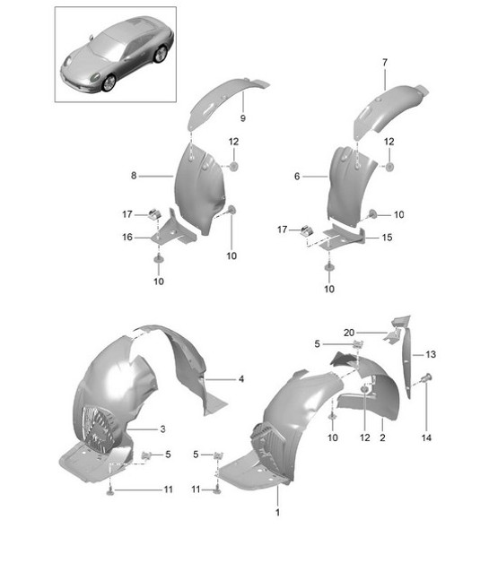 Diagram 801-075 Porsche 991 (911) MK1 2012-2016 Body