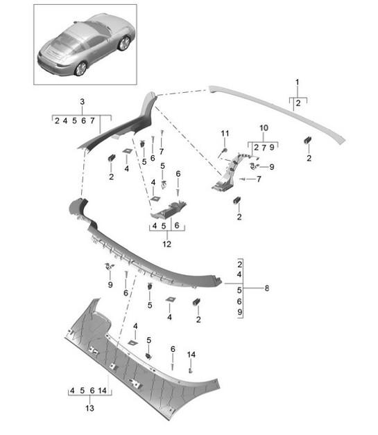 Diagram 807-045 Porsche 991 (911) MK1 2012-2016 Body