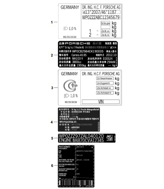 Diagram 003-020 Porsche 991 (911) MK2 2016-2019 Accessories & others 