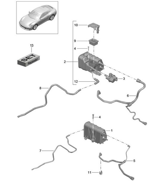 Diagram 201-020 Porsche 991 (911) MK2 2016-2019 Fuel System, Exhaust System