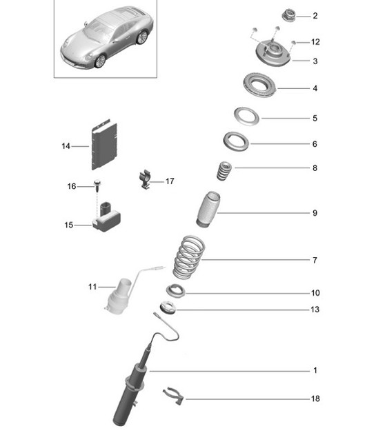 Diagram 402-000 Porsche 991 (911) MK2 2016-2019 Front Axle, Steering 