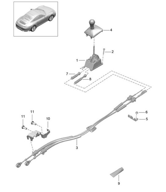 Diagram 701-000 Porsche 991 (911) MK2 2016-2019 Hand Lever System, Pedal Cluster 