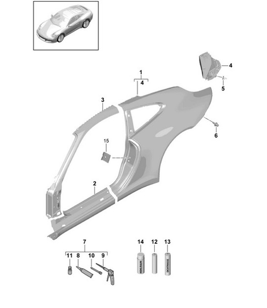 Diagram 801-056 Porsche 991 (911) MK2 2016-2018 Carrosserie