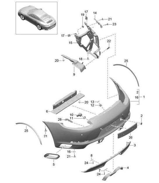 Diagram 802-016 Porsche 991 (911) MK2 2016-2019 Body