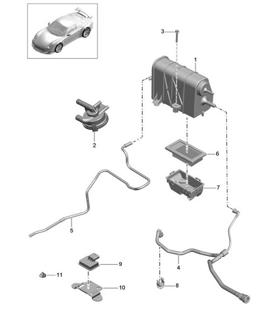 Diagram 201-020 Porsche 991 (911) MK1 2012-2016 Fuel System, Exhaust System