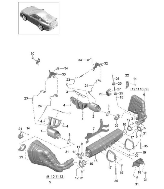 Diagram 202-006 Porsche 911 和 912（1965-1989） 燃油系统、排气系统