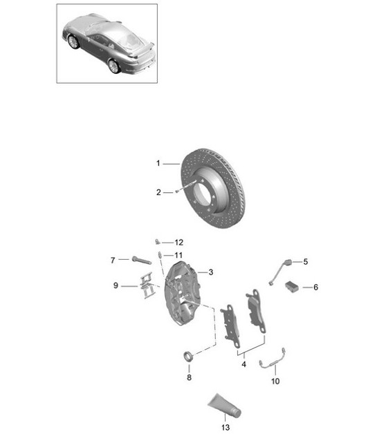 Diagram 603-015 Porsche 991 (911) MK2 2016-2019 Wheels, Brakes