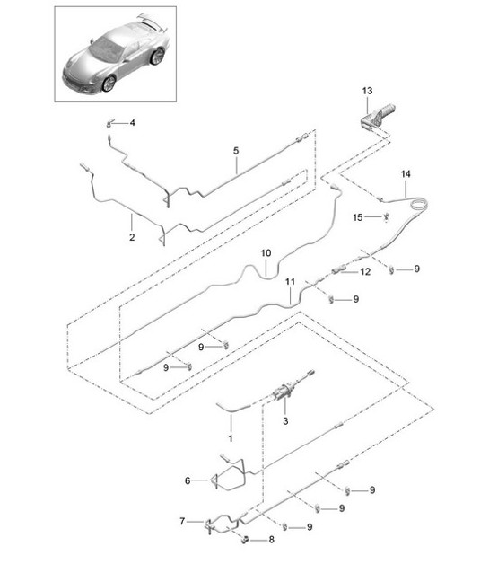 Diagram 702-008 Porsche 991 (911) MK1 2012-2016 Hand Lever System, Pedal Cluster 