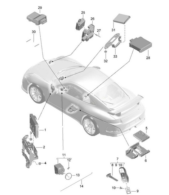 Diagram 901-004 Porsche 991 (911) MK1 2012-2016 Electrical equipment