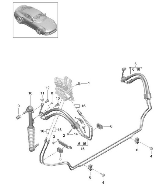 Diagram 402-030 Porsche 991 (911) MK1 2012-2016 Front Axle, Steering 