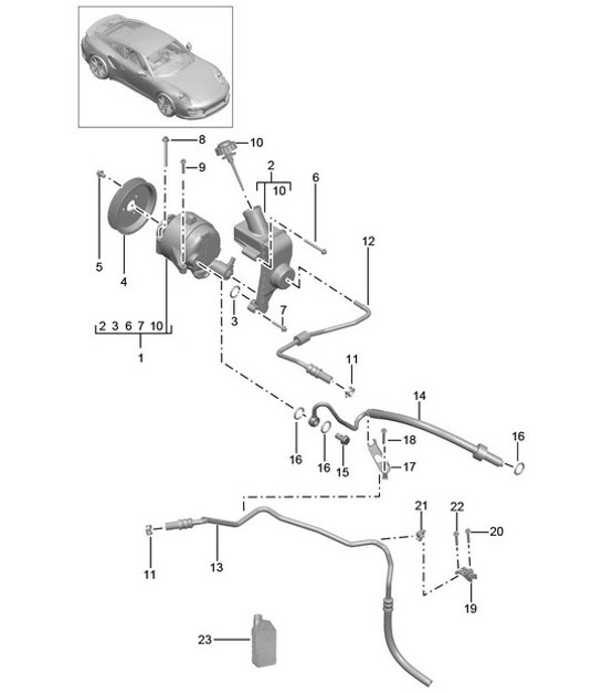 Diagram 402-062 Porsche 991 (911) MK2 2016-2019 Front Axle, Steering 