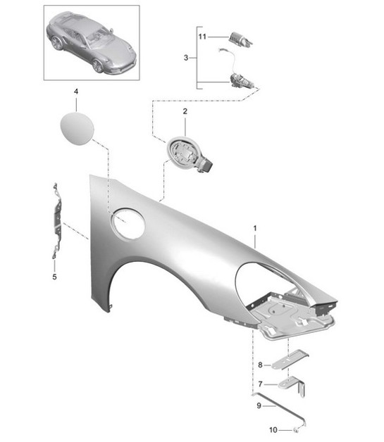 Diagram 801-040 Porsche 991 (911) MK1 2012-2016 Body