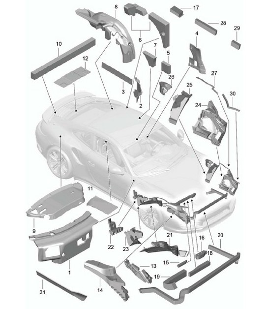 Diagram 807-080 Porsche 991 (911) MK1 2012-2016 Body