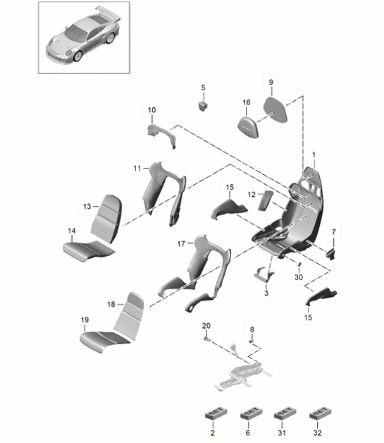 Diagram 817-010 Porsche 991 (911) MK1 2012-2016 Body