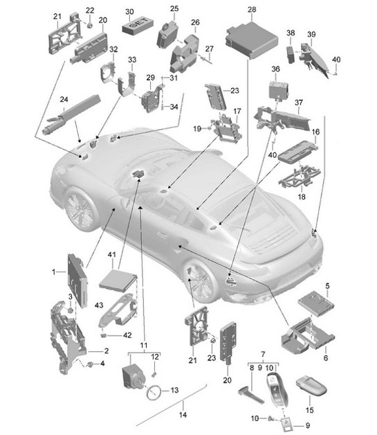 Diagram 901-004 Porsche 991 (911) MK1 2012-2016 Electrical equipment