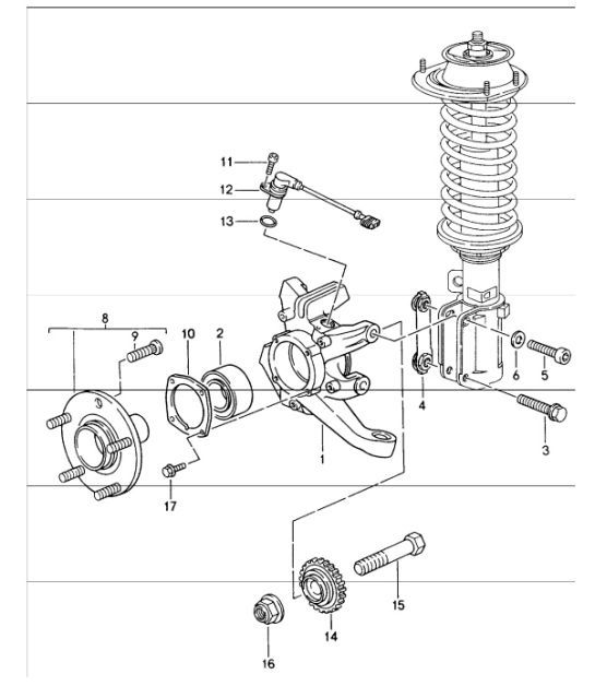 Diagram 401-05 Porsche 993 (911) (1994-1998) Front Axle, Steering 