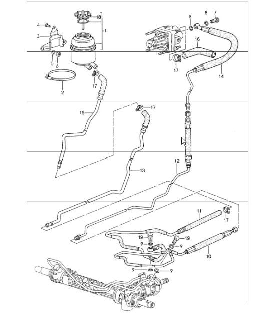 Diagram 403-01 Porsche 993 (911) (1994-1998) Front Axle, Steering 