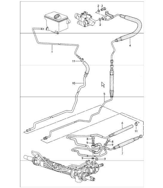 Diagram 403-02 Porsche 993 (911) (1994-1998) Front Axle, Steering 