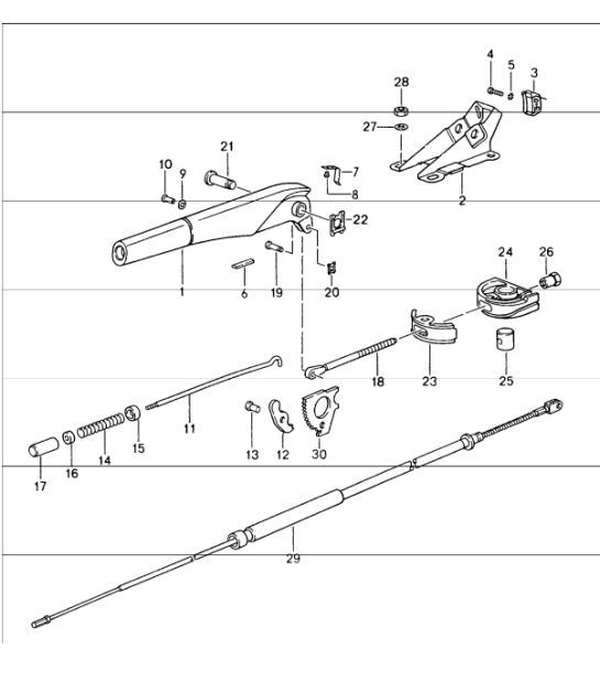 Diagram 701-05 Porsche 993 (911) (1994-1998) Hand Lever System, Pedal Cluster 