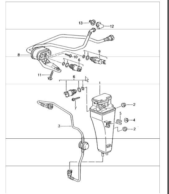 Diagram 201-20 Porsche 996 (911) (1997-2005) Fuel System, Exhaust System