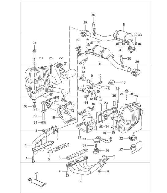 Diagram 202-00 Porsche 997 (911) MK1 2005-2008 Kraftstoffsystem, Abgassystem