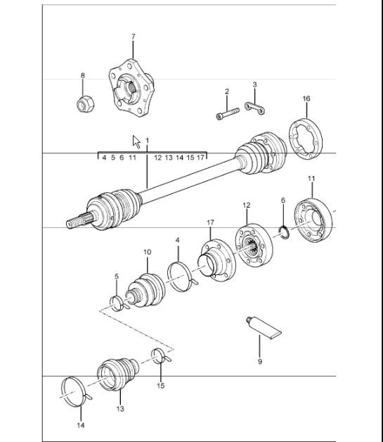 Diagram 501-06 Porsche 996 (911) (1997-2005) Rear Axle