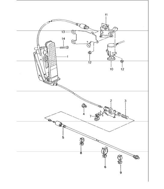 Diagram 702-10 Porsche 996 (911) (1997-2005) Hand Lever System, Pedal Cluster 