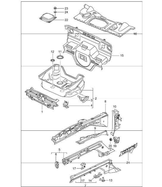 Diagram 801-10 Porsche 996 (911) (1997-2005) Body