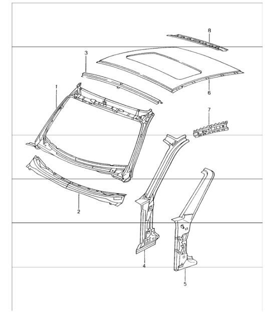 Diagram 801-45 Porsche 996 (911) (1997-2005) Carrosserie