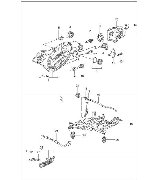 Diagram 905-02 Porsche 996 (911) (1997-2005) Electrical equipment