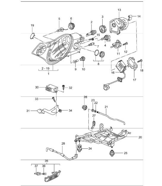 Diagram 905-03 Porsche 996 (911) (1997-2005) Electrical equipment