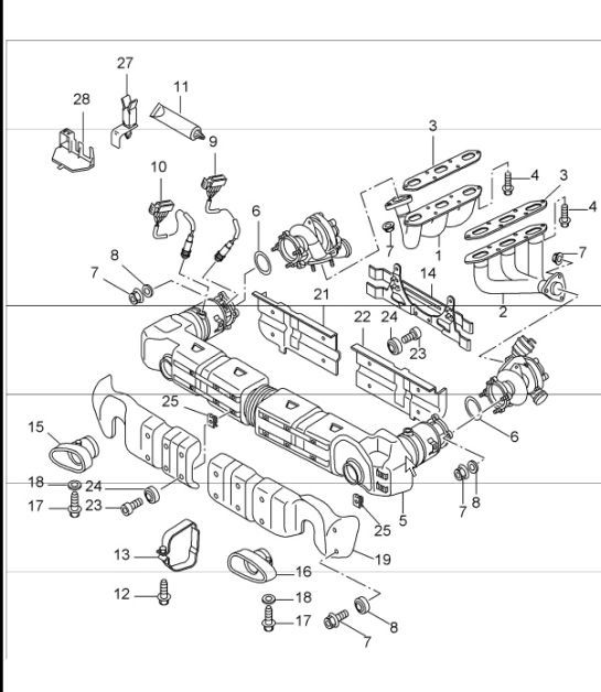 Diagram 202-00 Porsche 991 Carrera C2S 3.8L（400马力） 燃油系统、排气系统