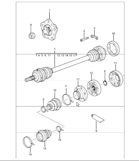 Diagram 501-05 Porsche 996 (911) (1997-2005) Rear Axle